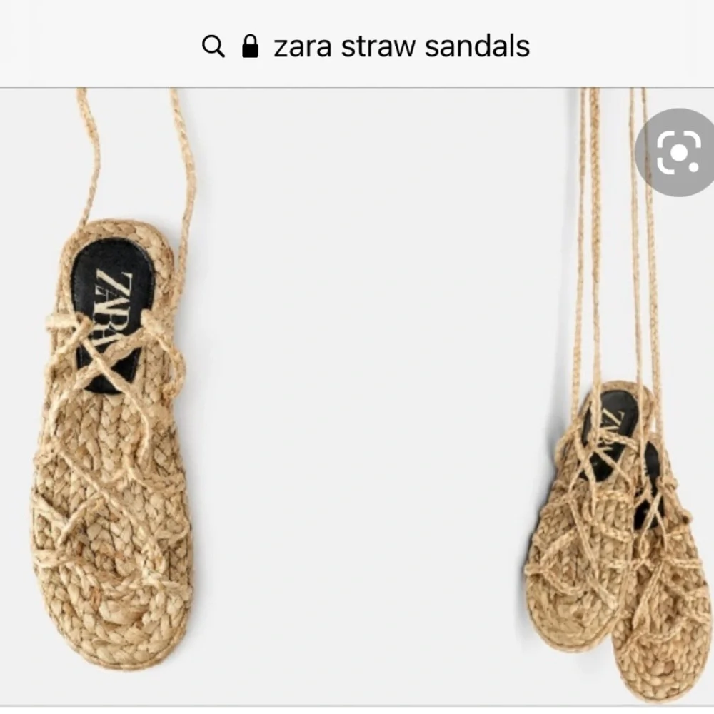 Zara Natural Braided Ankle-Tie Flat Sandals - Picture 2 of 8